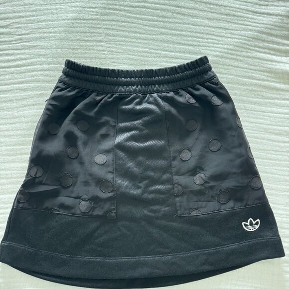 Adidas Originals Skirt – Size S – Black with Sheer Polka Dot Detail 🖤 - Picture 1 of 10